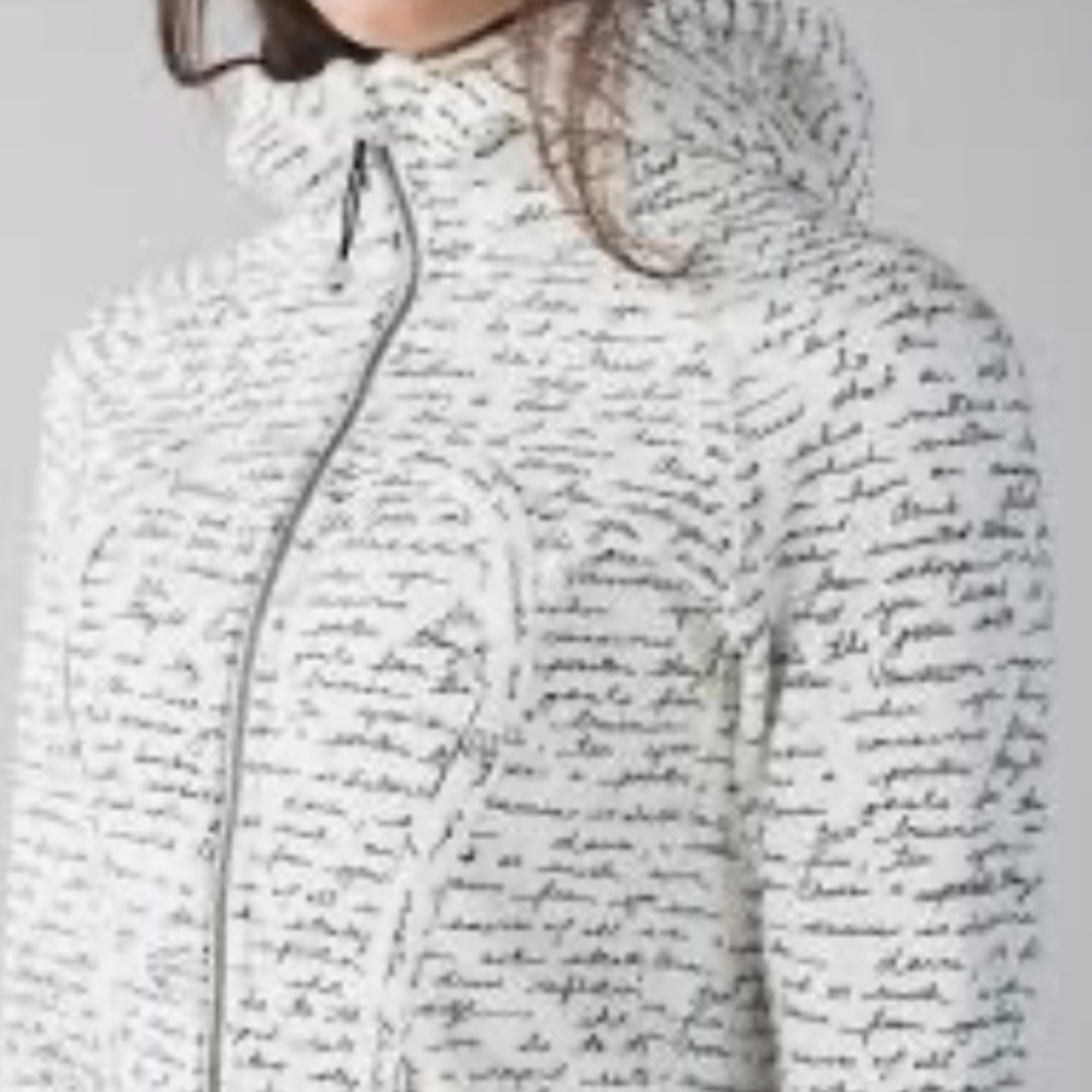 Lululemon Scuba Hoodie II White & Black Manifesto Script Full Zip Jacket - Picture 8 of 9